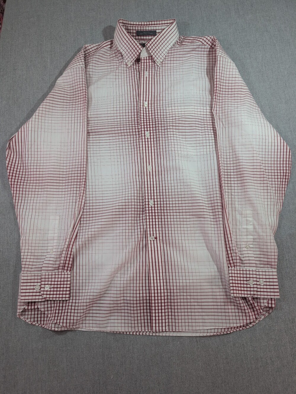 Daniel Cremieux Signature Non Iron  Long Sleeve Shirt Red and White Size L